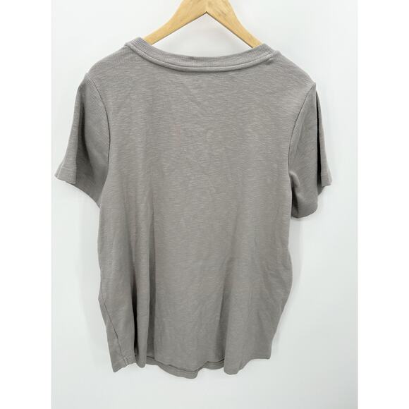 Duluth Trading Co Shirt Women 2X Grey V-Neck Short Sleeve Cotton Blend Thermal - Picture 2 of 8